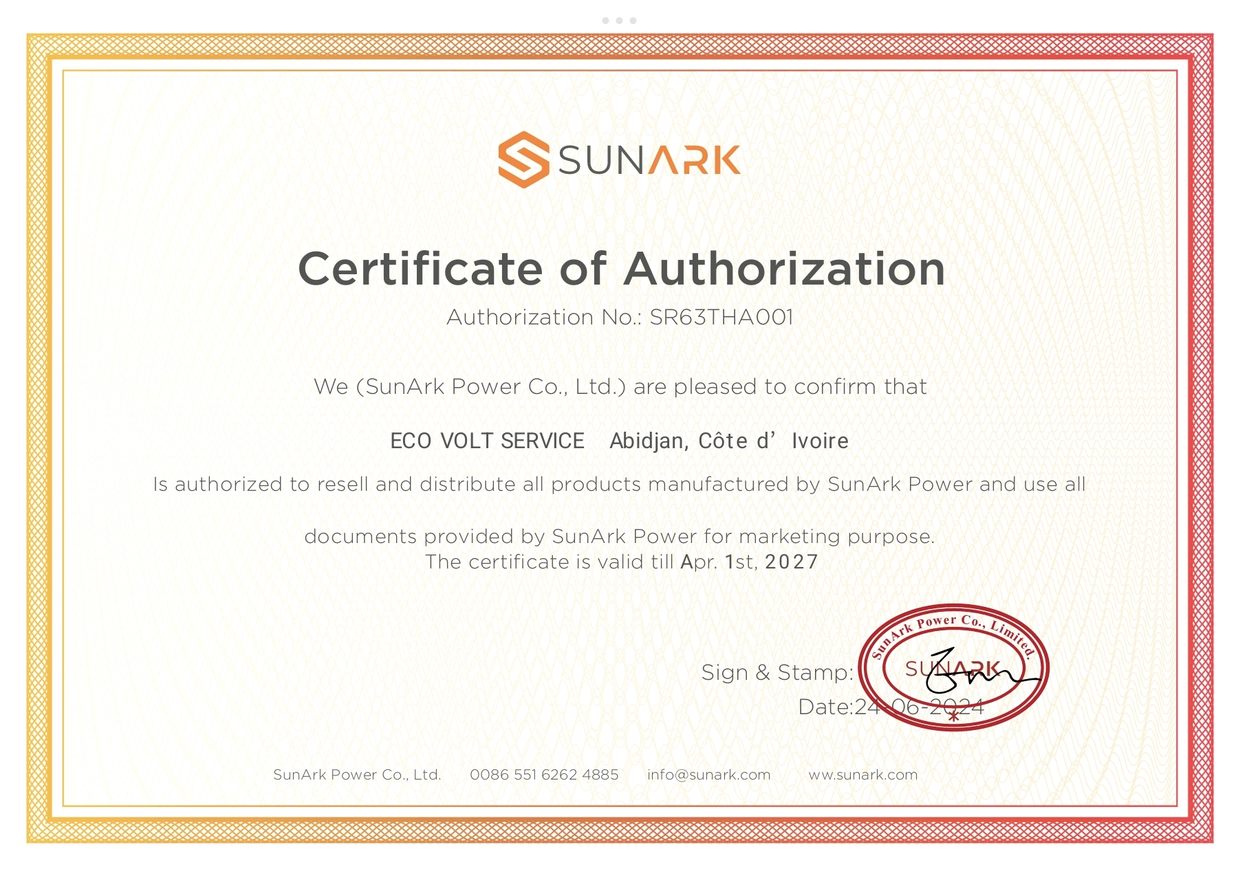 Certificat d'autorisation